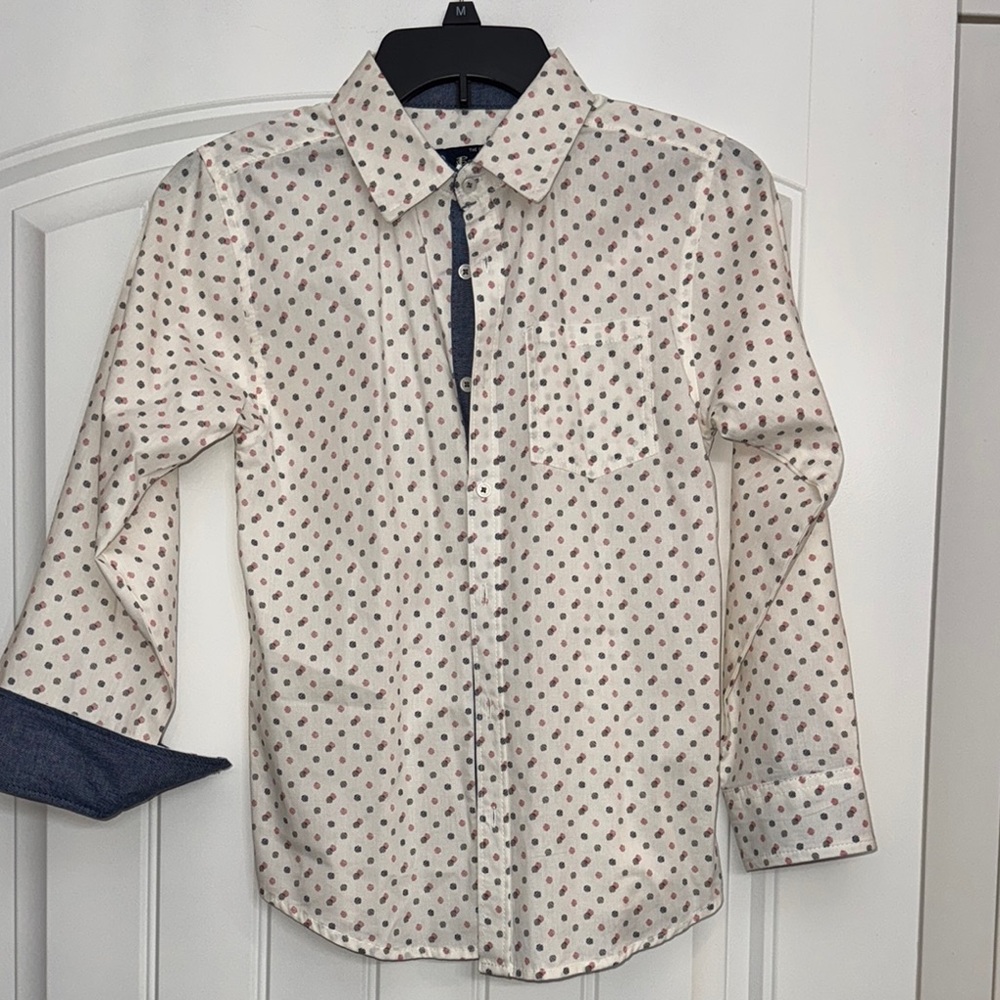Ben Sherman boys 10/12 Cream Polka Dot Shirt